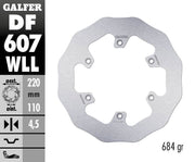 Galfer Wave® Brake Rotor Polished Silver Rear One Piece (Fixed) Stainless Steel #DF607WLL