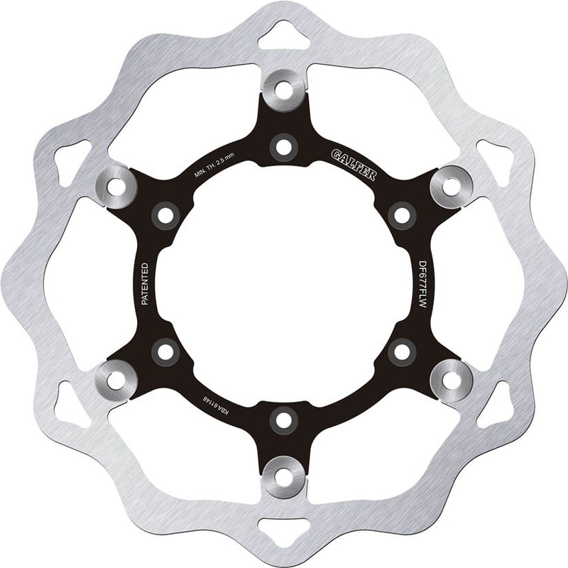 Galfer Brake Rotor Floating Wave® Black Polished Front Two Piece (Semi-Floating) Aluminium Stainless Steel #DF677FLW