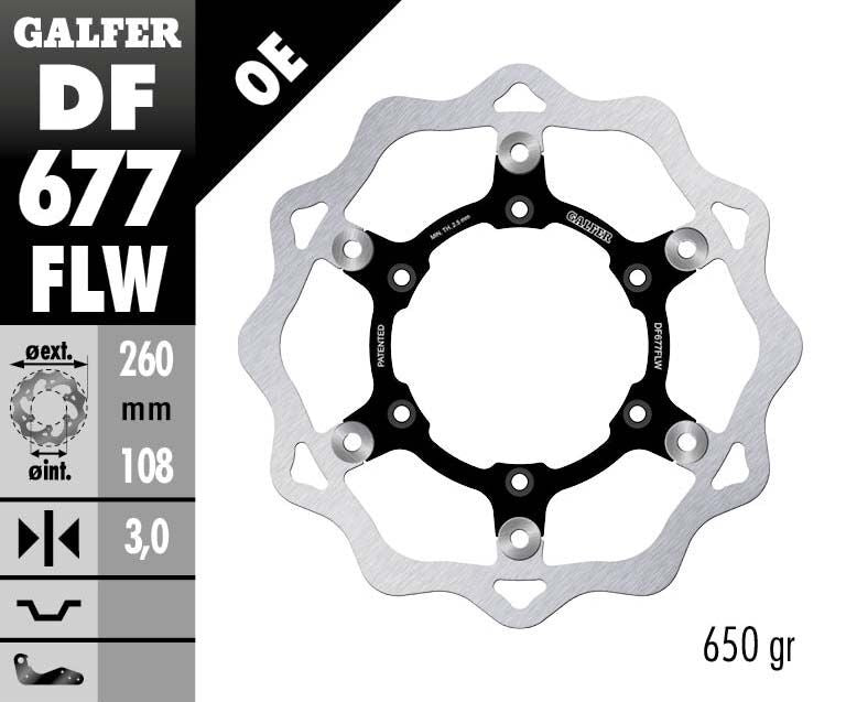 Galfer Brake Rotor Floating Wave® Black Polished Front Two Piece (Semi-Floating) Aluminium Stainless Steel #DF677FLW