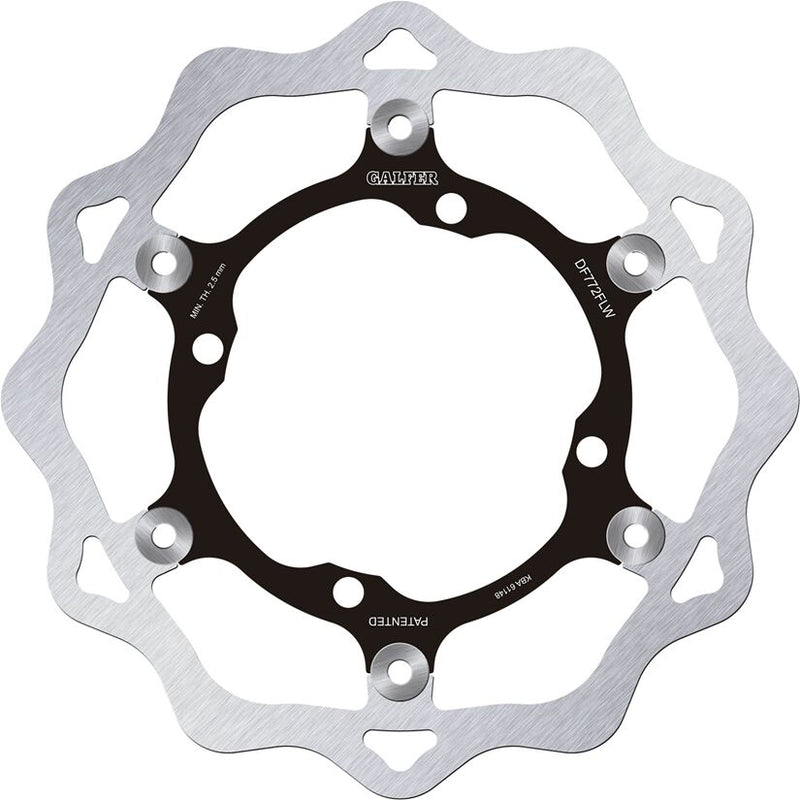 Galfer Brake Rotor for 2004-2021 SHERCO Floating Wave® Black Polished Front Two Piece (Semi-Floating) Aluminium Stainless Steel #DF772FLW