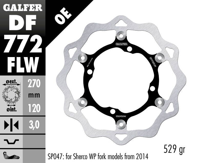 Galfer Brake Rotor for 2004-2021 SHERCO Floating Wave® Black Polished Front Two Piece (Semi-Floating) Aluminium Stainless Steel #DF772FLW