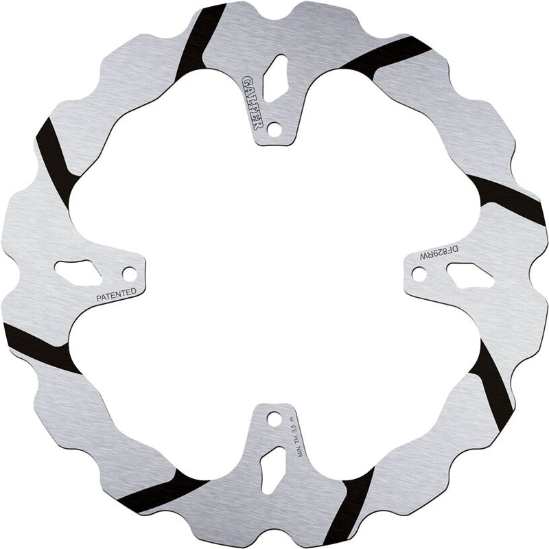 Galfer BRAKE ROTOR FIXED WAVE GROOVED OVERSIZE for 2001-2014 TM RACING Wave® Black Polished Solid-Mount Rear One Piece (Fixed) Stainless Steel #DF829RW