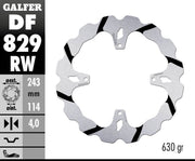 Galfer BRAKE ROTOR FIXED WAVE GROOVED OVERSIZE for 2001-2014 TM RACING Wave® Black Polished Solid-Mount Rear One Piece (Fixed) Stainless Steel #DF829RW