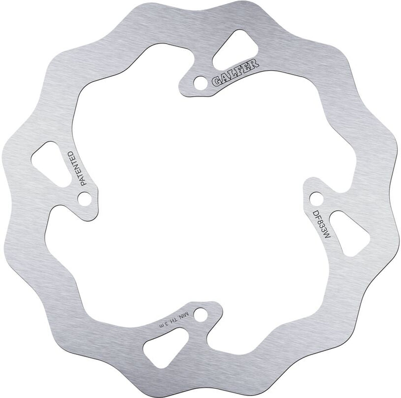 Galfer Wave® Brake Rotor for 2002-2021 TM RACING MX 85 Polished Silver Solid-Mount Rear One Piece (Fixed) Stainless Steel #DF833W
