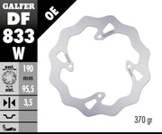 Galfer Wave® Brake Rotor for 2002-2021 TM RACING MX 85 Polished Silver Solid-Mount Rear One Piece (Fixed) Stainless Steel #DF833W