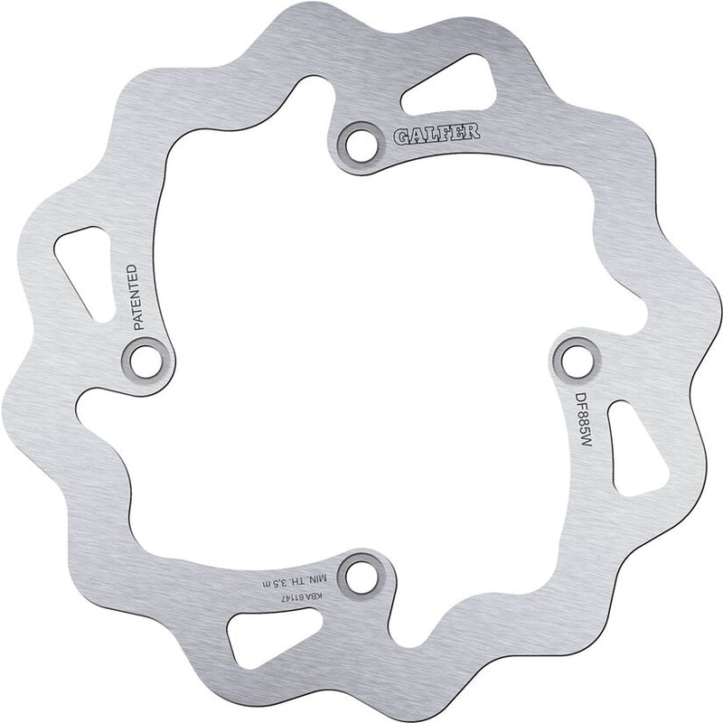 Galfer Wave® Brake Rotor Polished Silver Solid-Mount Rear One Piece (Fixed) Stainless Steel #DF885W