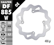 Galfer Wave® Brake Rotor Polished Silver Solid-Mount Rear One Piece (Fixed) Stainless Steel #DF885W