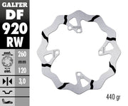 Galfer Wave® Brake Rotor for 2014-2022 SHERCO Black Polished Solid-Mount Front One Piece (Fixed) Stainless Steel #DF920RW