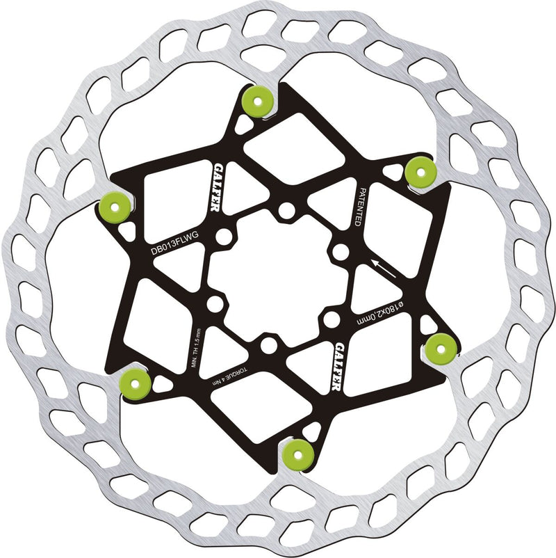 Galfer Floating Disc Wave® Brake Rotor Green Silver Stainless Steel #DB013FLWG