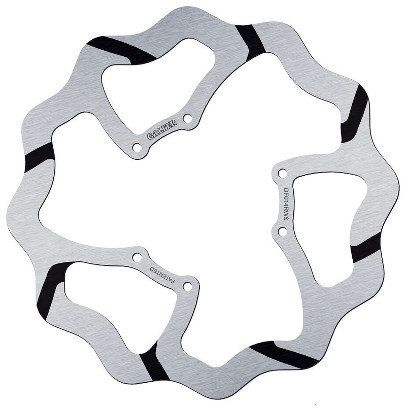 Galfer BRAKE ROTOR FIXED WAVE GROOVED OVERSIZE for 2002-2007, 2019-2024 HONDA Wave® Black Silver Solid-Mount One Piece (Fixed) High-Carbon Stainles... #DF014RWS