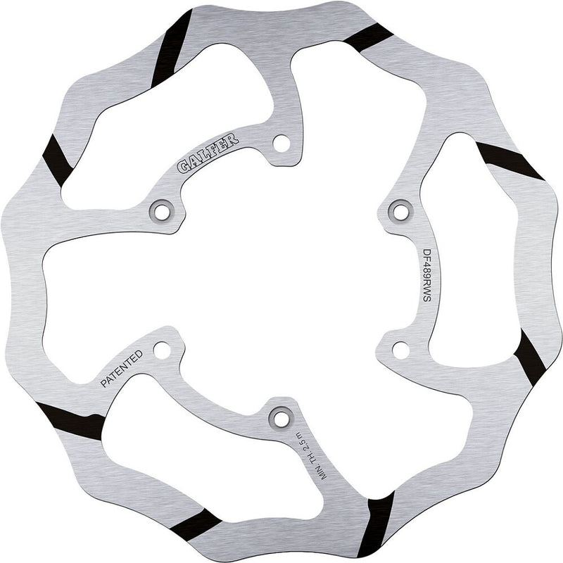 Galfer BRAKE ROTOR FIXED WAVE GROOVED OVERSIZE Wave® Black Silver Solid-Mount One Piece (Fixed) High-Carbon Stainless Steel #DF489RWS