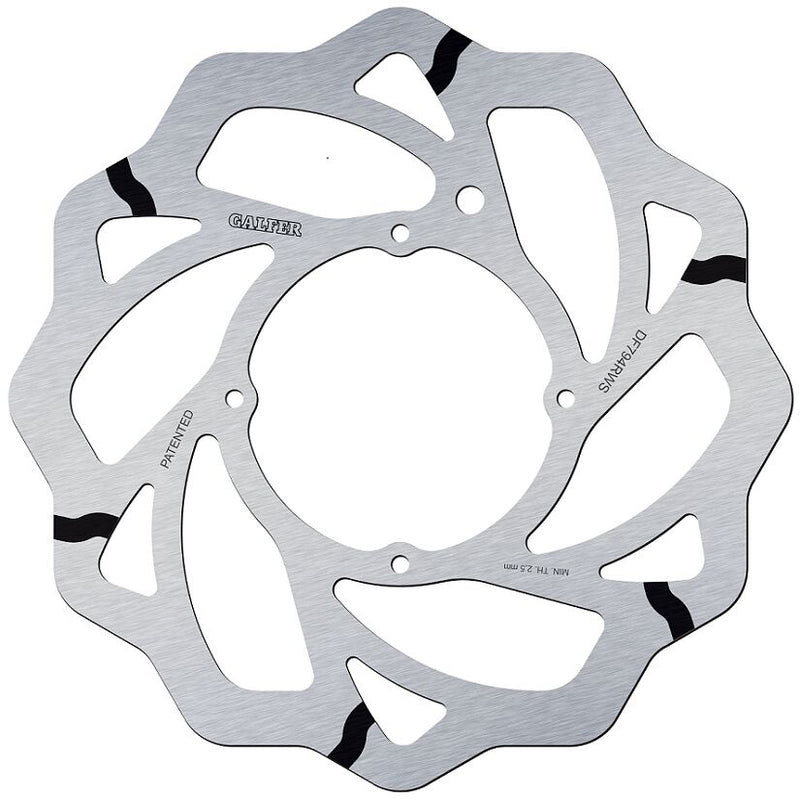 Galfer BRAKE ROTOR FIXED WAVE GROOVED OVERSIZE for 2013-2024 KTM SX 85 Wave® Black Silver Solid-Mount One Piece (Fixed) High-Carbon Stainless Steel... #DF794RWS