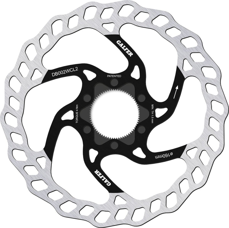 Galfer Fixed Disc Wave® Center-Lock Brake Rotor Black Silver Stainless Steel #DB002W2CL