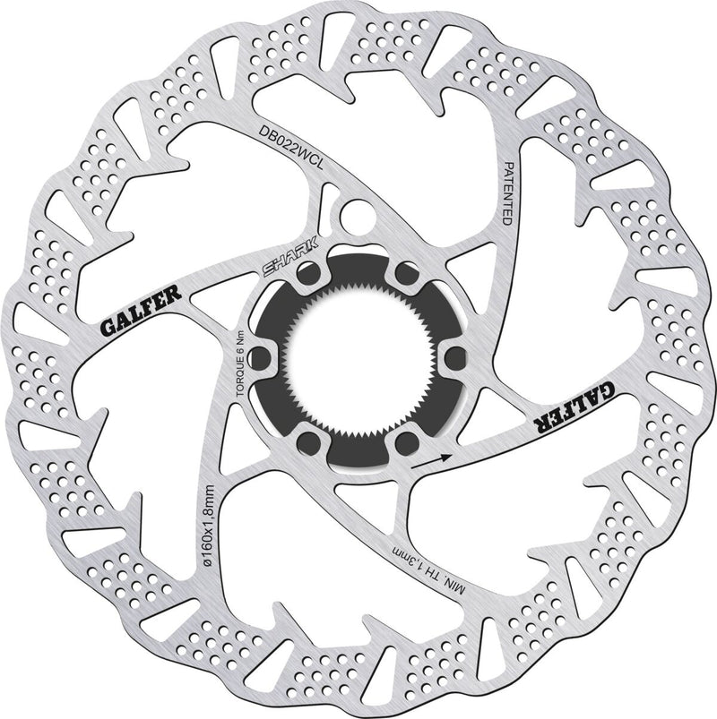Galfer Fixed Disc Shark® Center-Lock Brake Disc Silver Brake Rotor Stainless Steel #DB022WCL