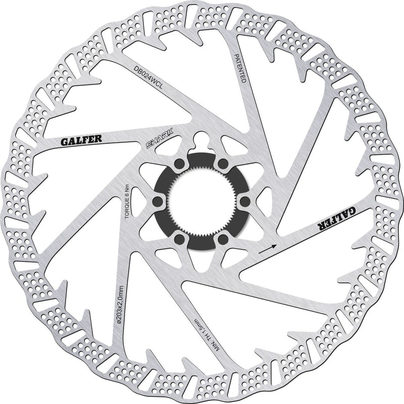 Galfer Fixed Disc Shark® Center-Lock Brake Disc Silver Brake Rotor Stainless Steel #DB024WCL