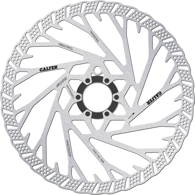 Galfer Fixed Disc Shark® Center-Lock Brake Disc Silver Brake Rotor Stainless Steel #DB027WCL