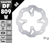 Galfer Wave® Brake Rotor Silver Solid-Mount Rear One Piece (Fixed) Stainless Steel #DF809W