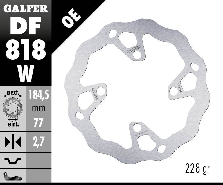 Galfer Wave® Brake Rotor for 2005-2023 BETA Silver Solid-Mount Front One Piece (Fixed) Stainless Steel #DF818W