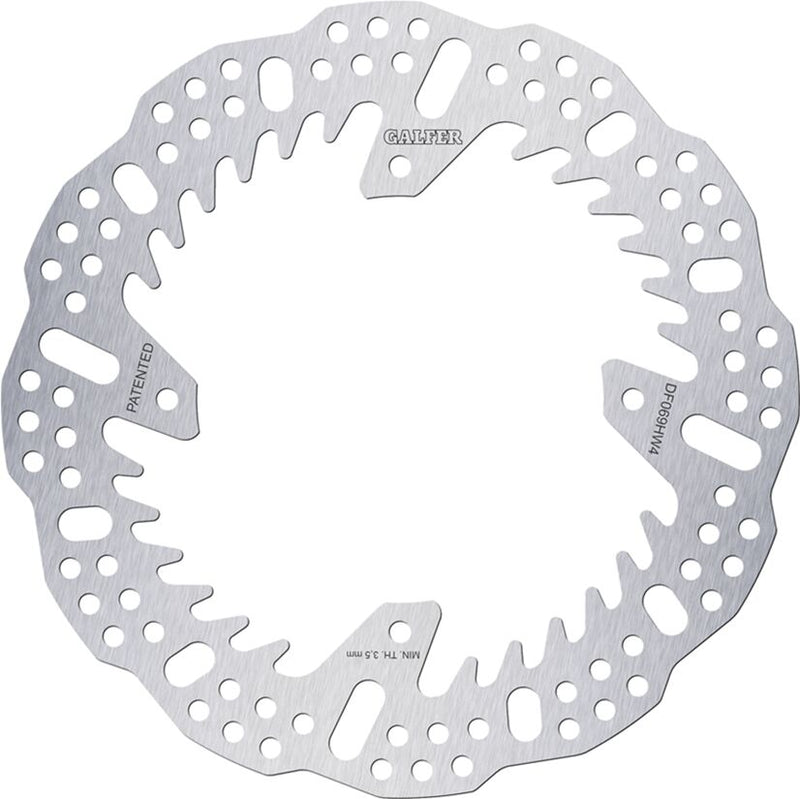 Galfer BRAKE ROTOR SHARK FIXED Shark Fin Silver Solid-Mount Rear One Piece (Fixed) Stainless Steel #DF069HW4
