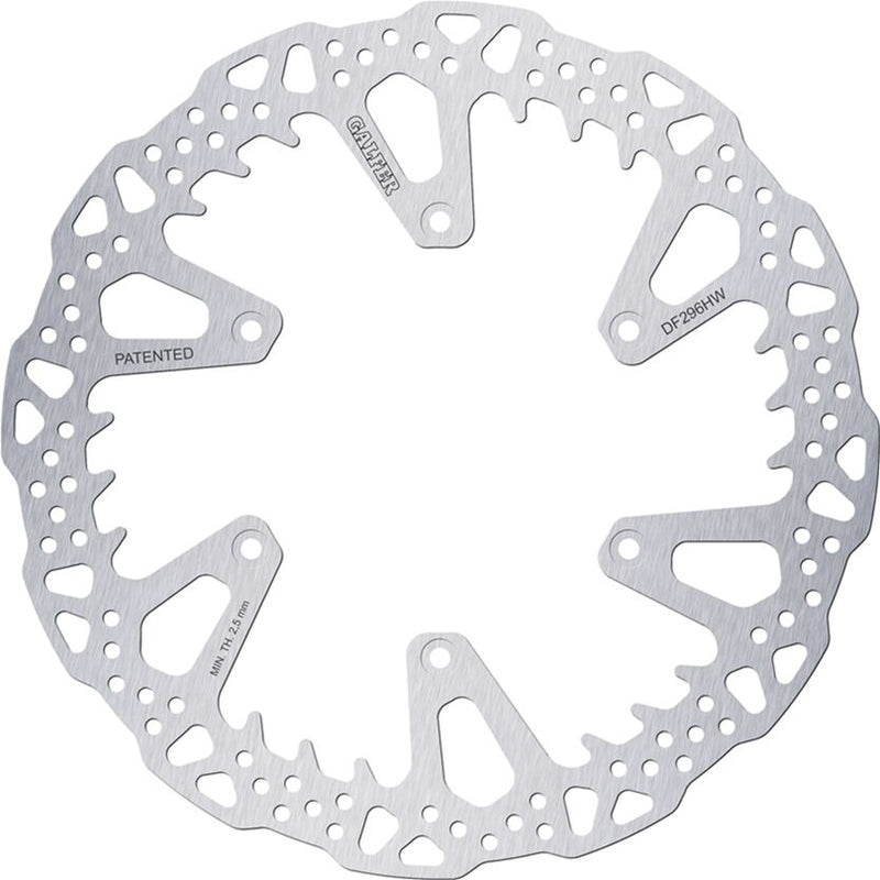 Galfer BRAKE ROTOR SHARK FIXED Shark Fin Silver Solid-Mount Front One Piece (Fixed) Stainless Steel #DF296HW