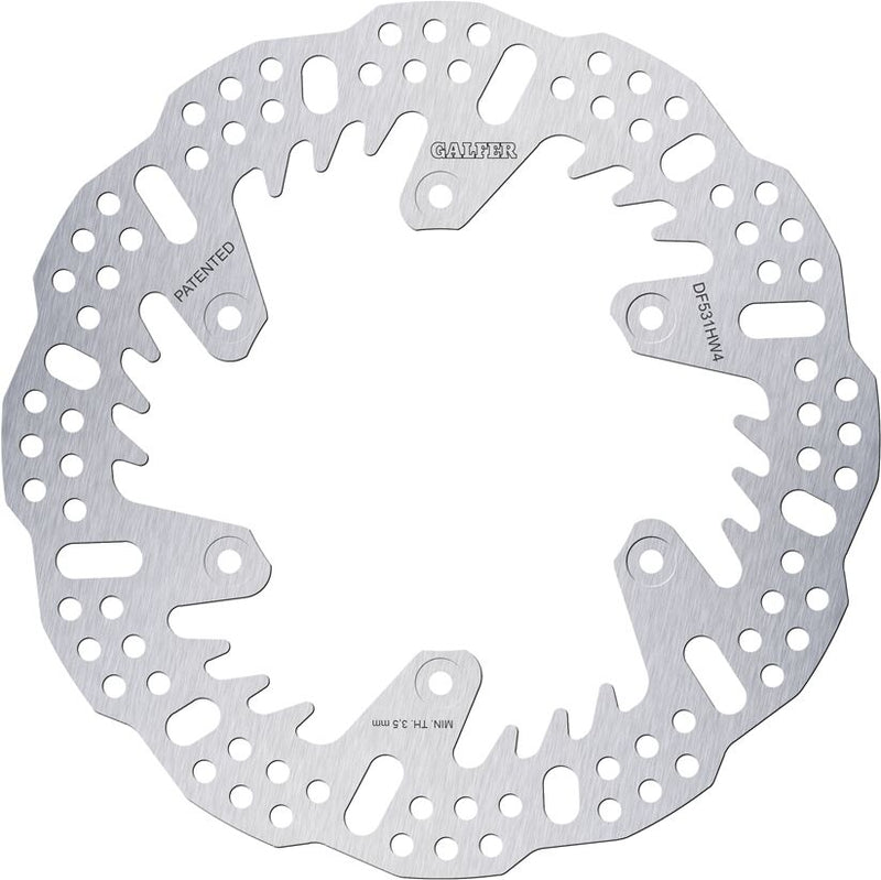 Galfer BRAKE ROTOR SHARK FIXED Shark Fin Silver Solid-Mount Rear One Piece (Fixed) Stainless Steel