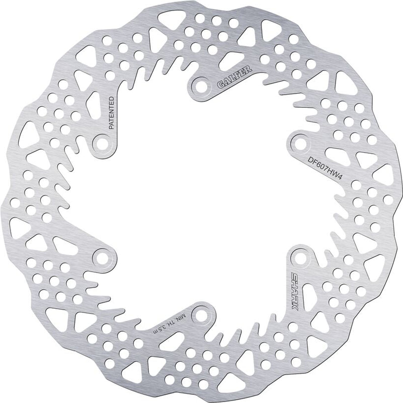 Galfer BRAKE ROTOR SHARK FIXED Shark Fin Silver Solid-Mount Rear One Piece (Fixed) Stainless Steel #DF607HW4