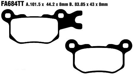 EBC TT Sport Carbon Fusion Brake Pads for 2016-2024 CAN AM (BRP) DEFENDER Off-Road Rear Pair #FA684TT
