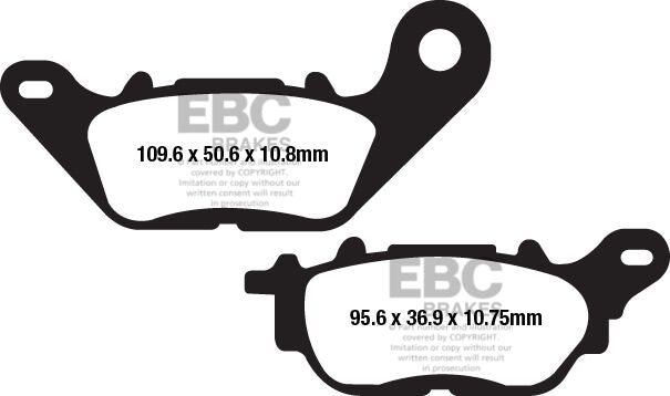 EBC FA Series Organic Brake Pads for 2015-2022 YAMAHA Street Rear Organic Base Pair #FA662