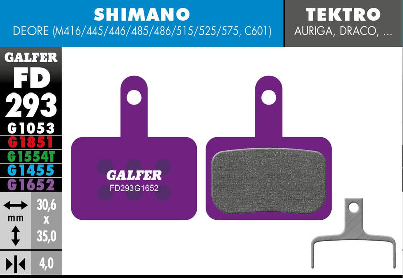 Galfer G1652 E-Bike Brake Pads Shimano Deore BR-C601 Shimano Deore BR-M416 Bicycle Semi-Metallic