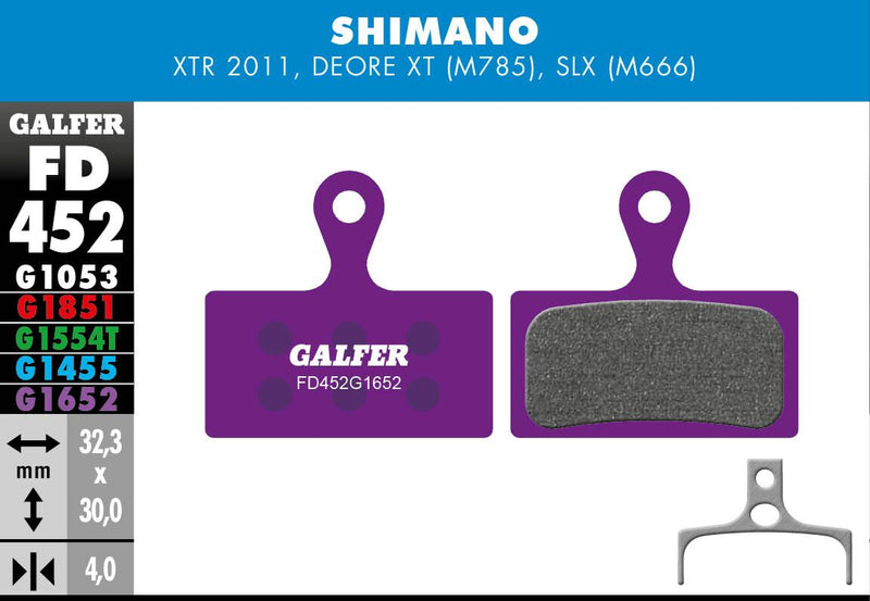 Galfer G1652 E-Bike Brake Pads Shimano Deore XT BR-M785 Shimano SLX BR-M666 Bicycle Semi-Metallic Pair #FD452G1652