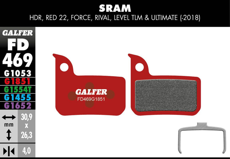 Galfer G1851 Advanced Brake Pads Force Level TLM Bicycle Semi-Metallic Pair #FD469G1851