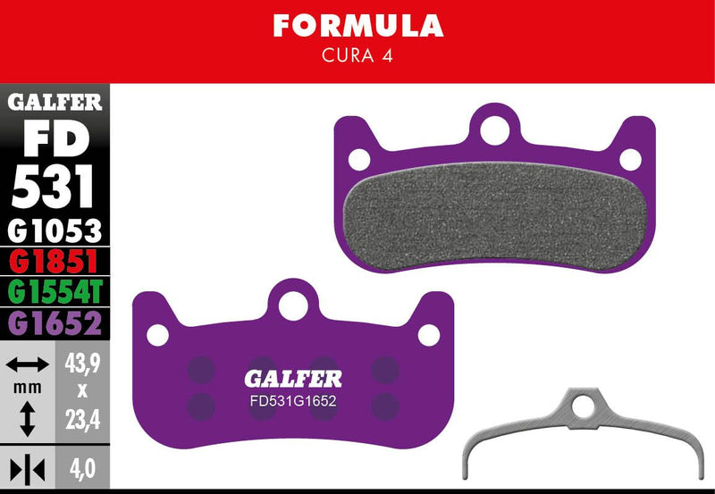 Galfer G1652 E-Bike Brake Pads Formula Cura 4 Bicycle Semi-Metallic Pair