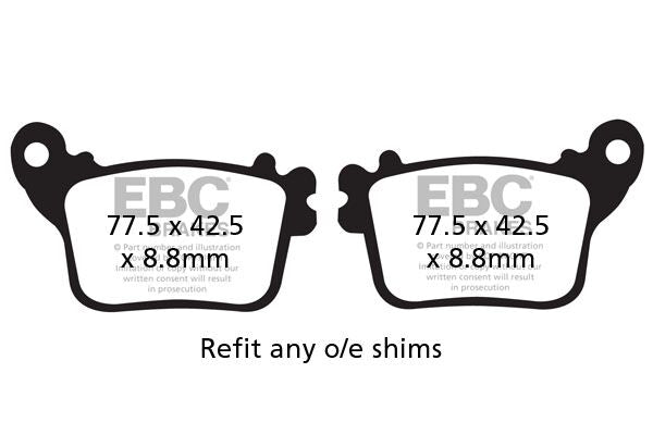EBC Vee Semi-Sintered Brake Pads Street Rear Semi-Sintered Metal Semi-Metallic Pair #FA436V