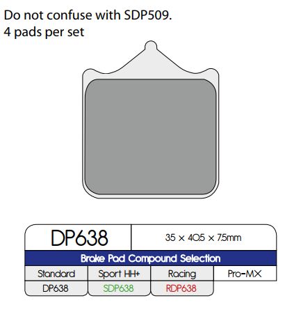 DP Brakes Standard Sintered Metal Brake Pads Multi-Purpose Front Pair #DP638