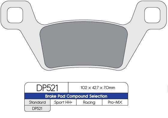 DP Brakes Standard Sintered Metal Brake Pads for 2013-2018 KYMCO MXU Multi-Purpose Rear Pair #DP521