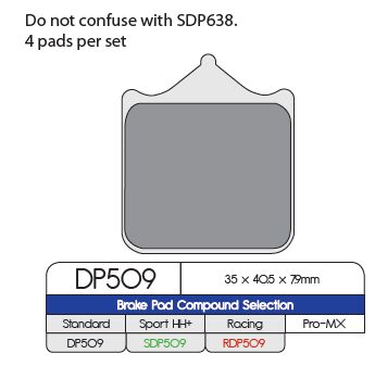 DP Brakes Standard Sintered Metal Brake Pads for 2010-2018, 2020 BMW S 1000 R Multi-Purpose Front Pair #DP509