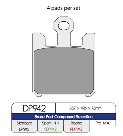 DP Brakes Standard Sintered Metal Brake Pads Multi-Purpose Front Pair #DP942
