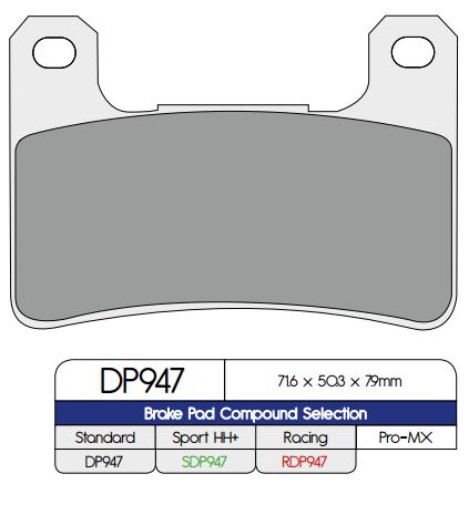 DP Brakes Standard Sintered Metal Brake Pads Multi-Purpose Front Pair #DP947