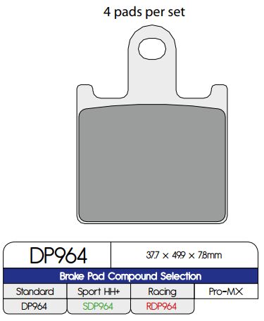 DP Brakes Standard Sintered Metal Brake Pads for 2006-2024 KAWASAKI Multi-Purpose Front Pair #DP964