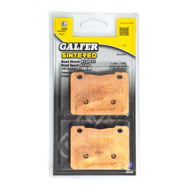 Galfer HH Sintered Brake Pads for 2012-2016, 2018-2025 SYM Street Front Rear Sintered Metal Set
