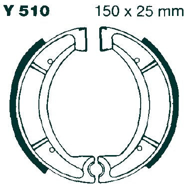 EBC "G" Grooved Brake Shoe for 1975-1988 YAMAHA Organic Base Set #Y510G