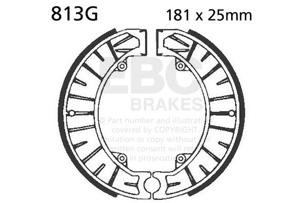 EBC Brake Shoe for 1982-1983 KTM Grooved Rear Organic Base Set #813G