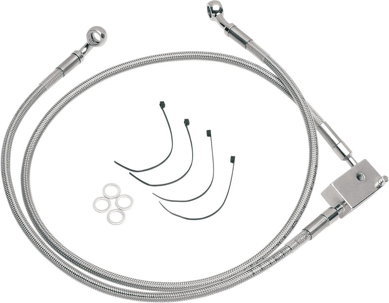 Drag Specialties Extended Length Stainless Steel Brake Line Kit Fits Harley-Davidson Softail Models 2000-2003