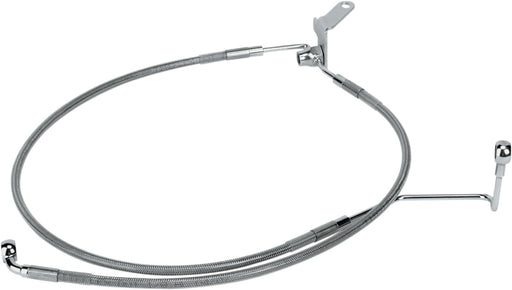 Drag Specialties Extended Length Stainless Steel Brake Line Kit Clear-Coated Silver Oversize [+7,6 cm (3")] Oversize [3"] Oversize [+7.6 cm] Rear
