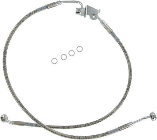 Drag Specialties Stainless Steel Brake Line Kit Clear-Coated Silver Rear Standard