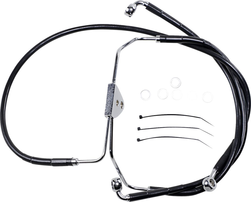 Drag Specialties Extended Length Black Vinyl Brake Line Kit #620085-4BLK