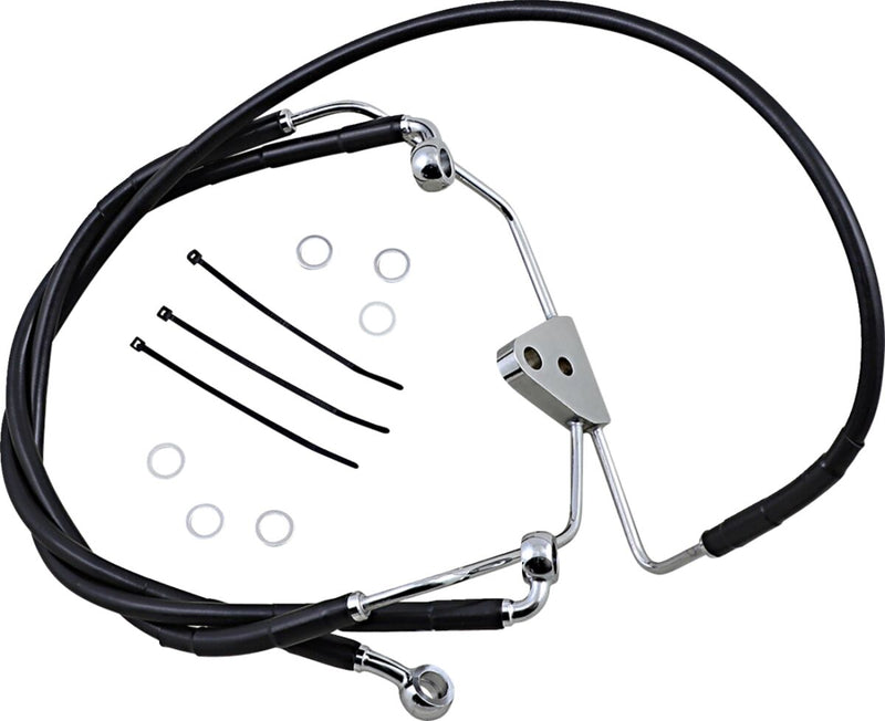 Drag Specialties Extended Length Black Vinyl Brake Line Kit #620085-6BLK