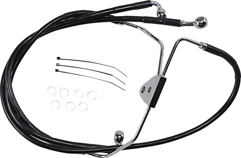 Drag Specialties Extended Length Black Vinyl Brake Line Kit #620085-8BLK