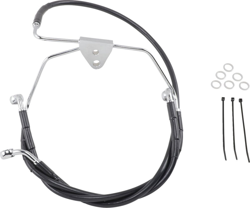 Drag Specialties Extended Length Black Vinyl Brake Line Kit Fits Harley-Davidson Touring Models 1996-2007