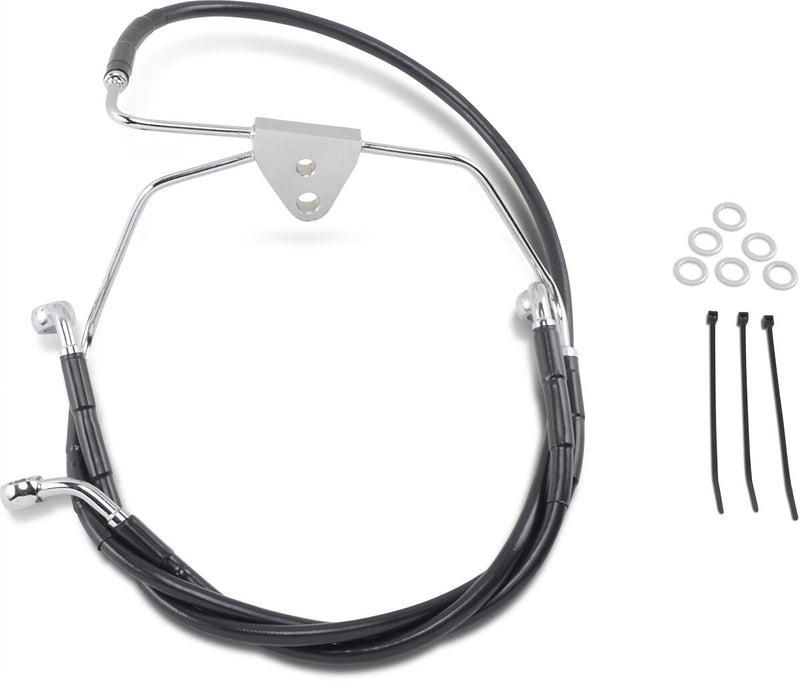 Drag Specialties Extended Length Black Vinyl Brake Line Kit Fits Harley-Davidson Touring Models 1996-2007